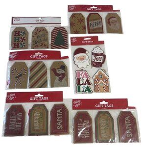 Holiday Style Christmas Gift Tags Set Assorted Festive Designs Red Kraft Colors